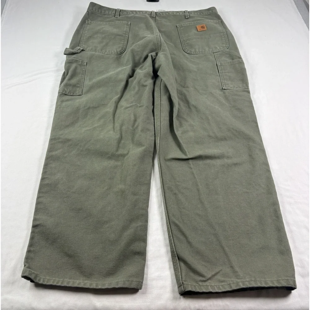 Carhartt Pants Mens‎ 42x30 (Fits 40x29) Green Carpenter Washed Duck Dungaree